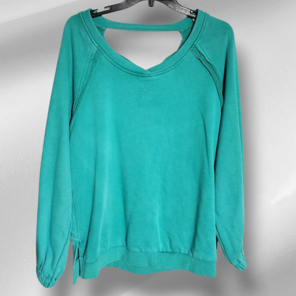 POL Green Cut Out Relaxed Sweatshirt